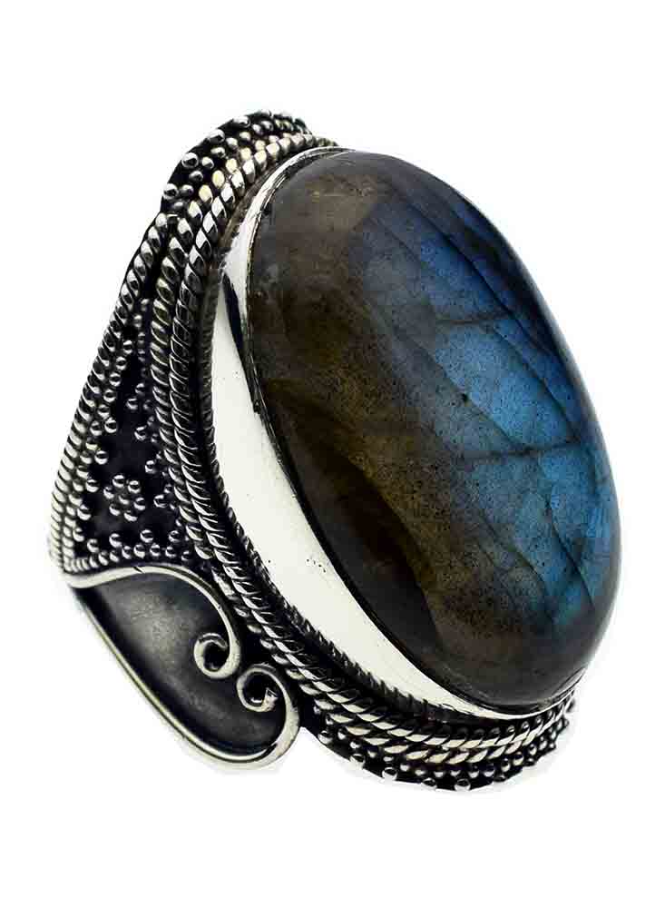 Silver Ring Labradorite Oval