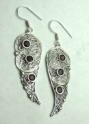 Silver Earring Garnet Stones