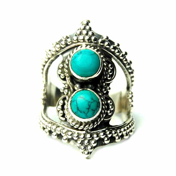 Silver Ring Double Turquoise