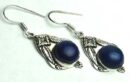 Silver Earring Lapis Drop