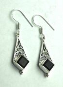 Silver Earring Onyx Cut