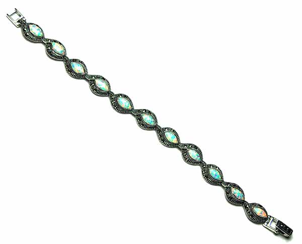Silver Bracelet Marcasite Opal