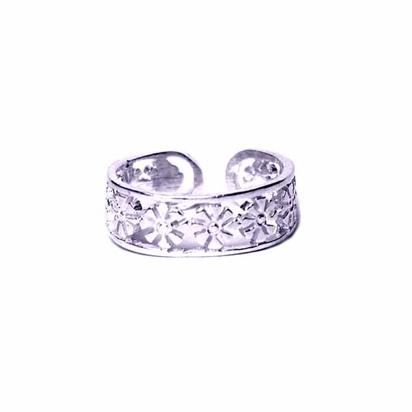 Silver Toe Ring Floral Design
