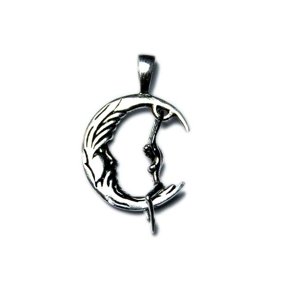 Silver Pendant Lady On Moon