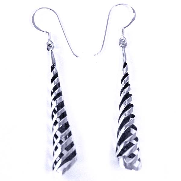Silver Earring Cut Spiral