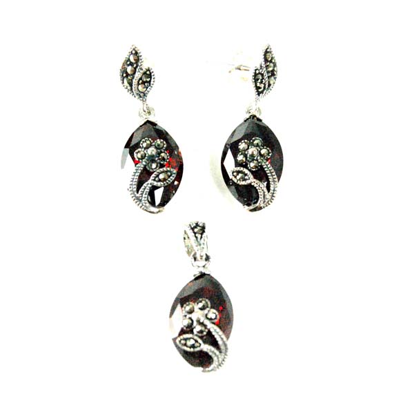Silver Pendant And Earring Set