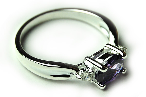 Silver Ring Oval CZ Amethyst