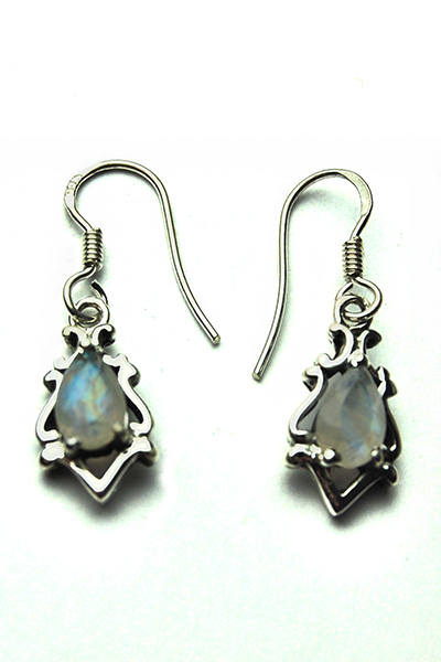 Silver Earring Tear Drop Rainbow