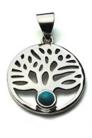 Silver Pendant Tree Turquoise