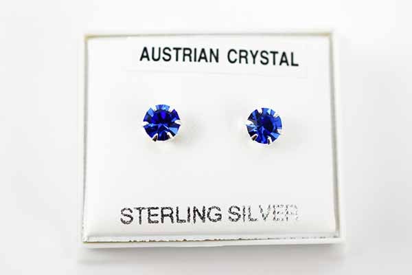 Earring Silver Stud Dark Blue