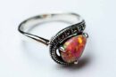 Silver Ring Marcasite Pink