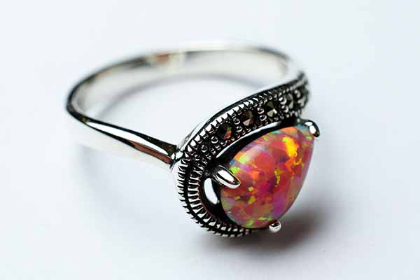Silver Ring Marcasite Pink