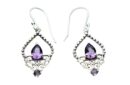 Silver Earring Double Amethyst