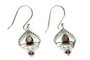 Silver Earring Double Garnet