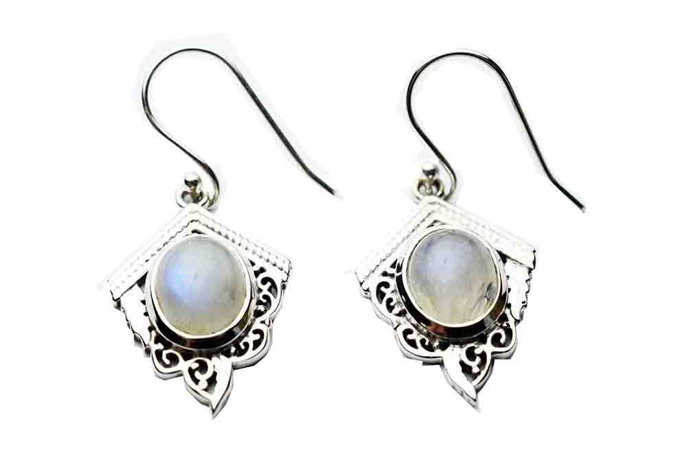 Silver Earring Oval Rainbow