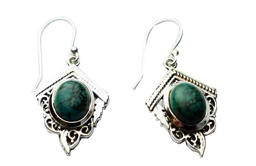 Silver Earring Oval Turquoise