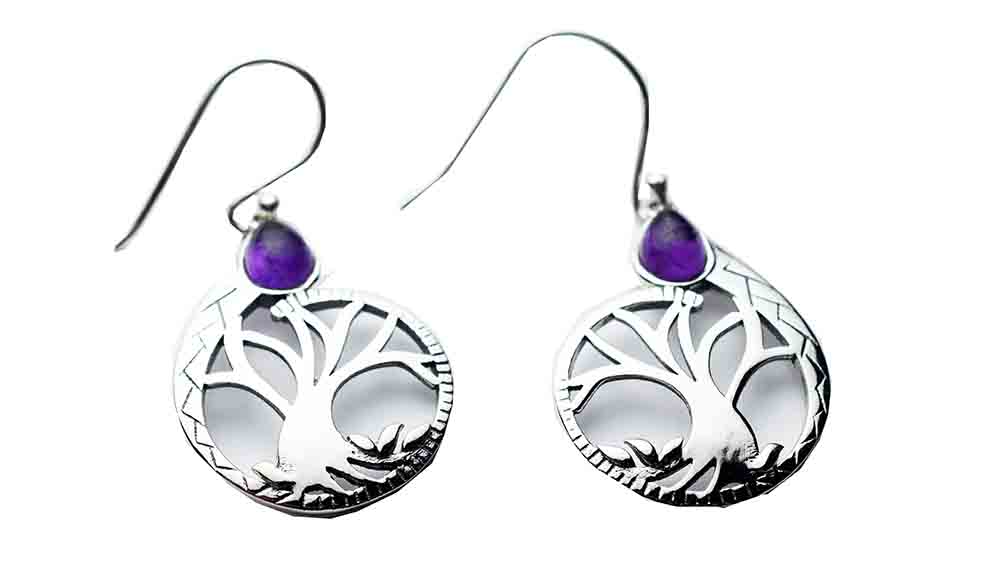 Silver Earring Tree Amethyst