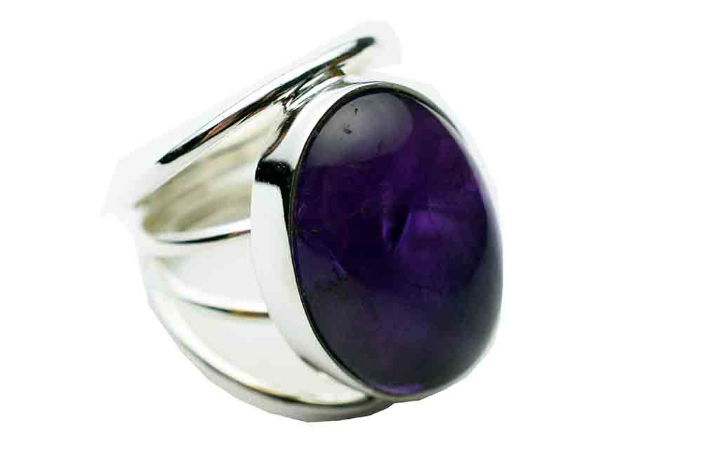 Silver Ring Oval Amethyst