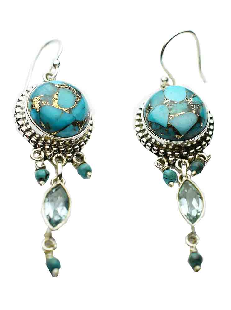 Silver Earring Blue Copper