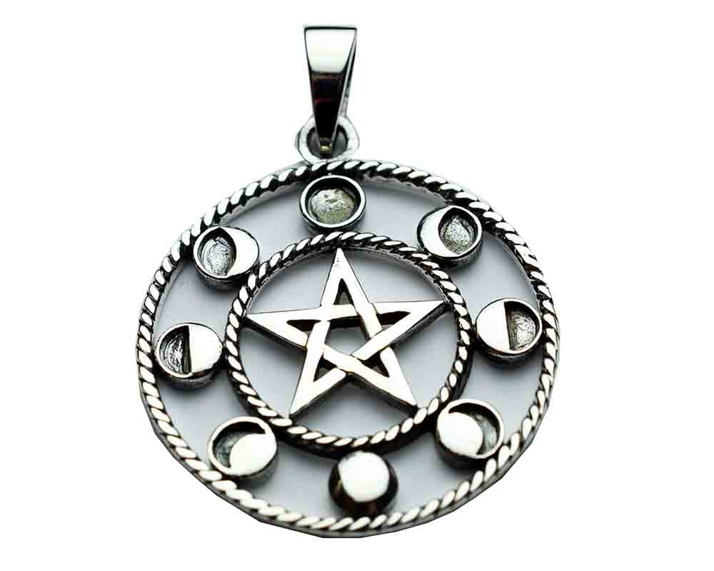 Silver Pendant Pentagram Circle