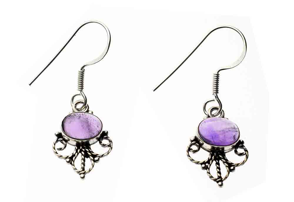 Silver Earring Oval Amethyst