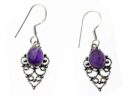 Silver Earring Oval Amethyst