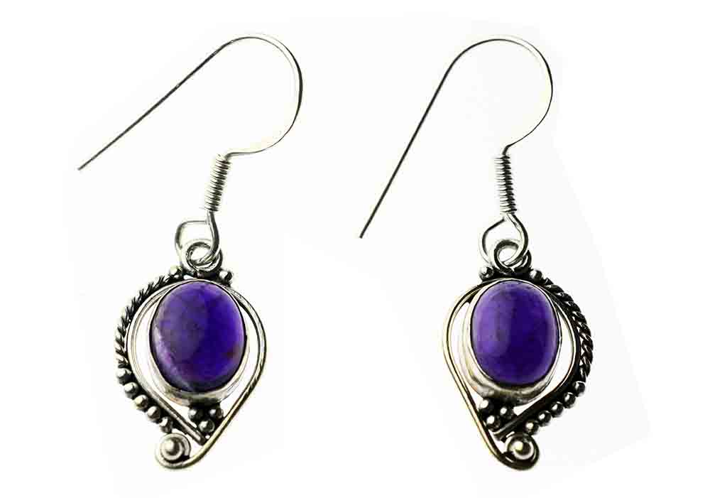 Silver Earring Oval Amethyst