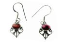 Silver Earring Oval Garnet
