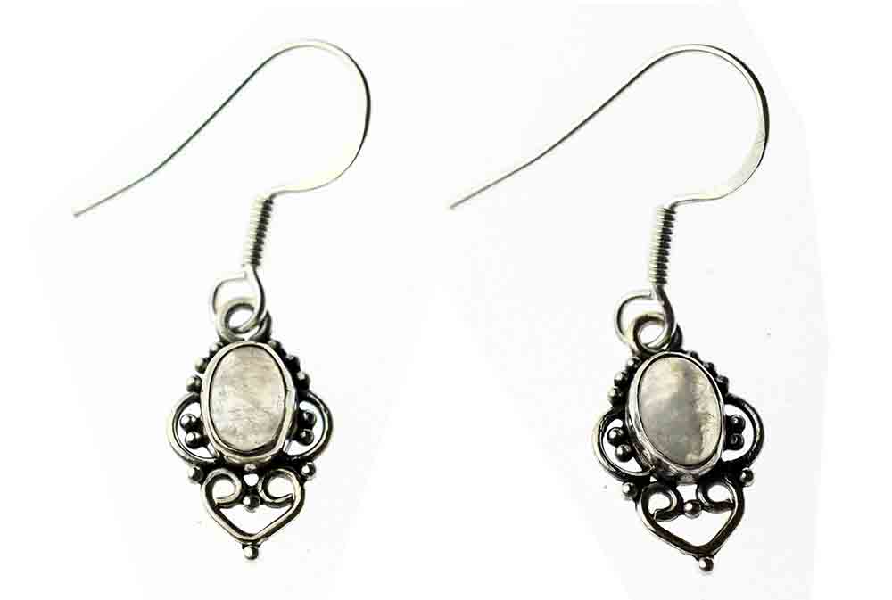 Silver Earring Oval Rainbow