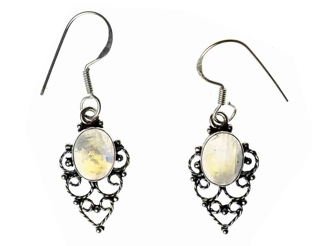 Silver Earring Oval Rainbow