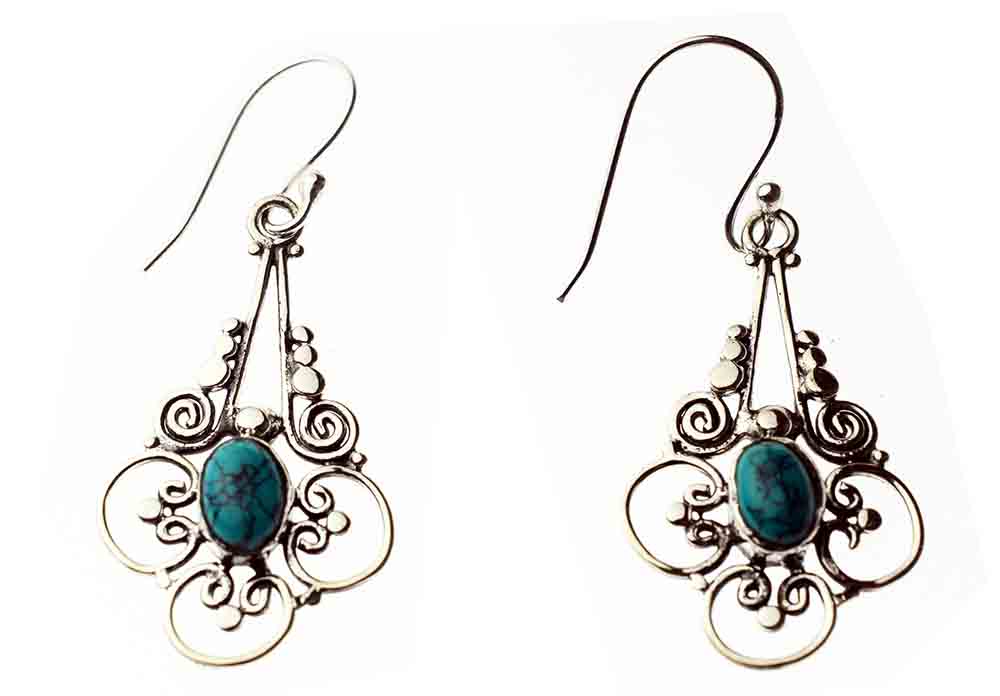Silver Earring Oval Turquoise