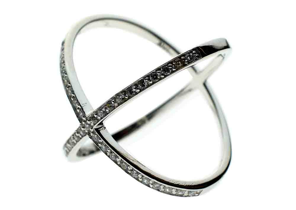 Silver Ring Double Style CZ