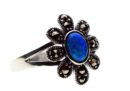 Silver Ring Marcasite Blue
