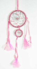 Dream Catcher Beaded 2 Circles Pink 8cm