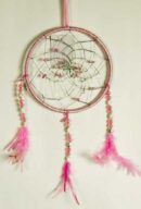 Dream Catcher With Beads Pink 6.5 Inch