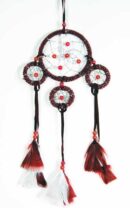 Dream Catcher Beaded 4 Circles Deep Red 8cm