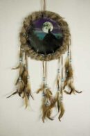 Dream Catcher Turquoise Wolf Howling At Night Time 25cm