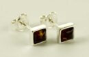 Silver Earring Amber Stud