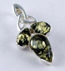Pendant Amber Three Stones Green