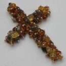 Pendant Amber Bead Cross Large