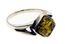 Silver Ring Amber Square