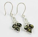 Earring Amber Floral Stone Drop Green