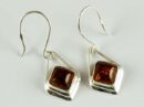 Earring Amber Square Diamond Cut Cognac