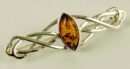 Silver Brooch Amber Oval