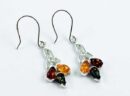 Earring Amber Floral Stone Drop Mixed
