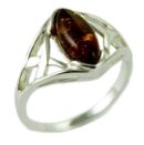 Silver Ring Amber Oval