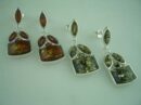 Earring Amber Rectangle Stone