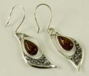 Earring Amber Floral Design Cognac