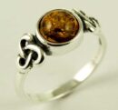 Silver Ring Amber Oval
