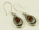 Silver Earring Amber Stone